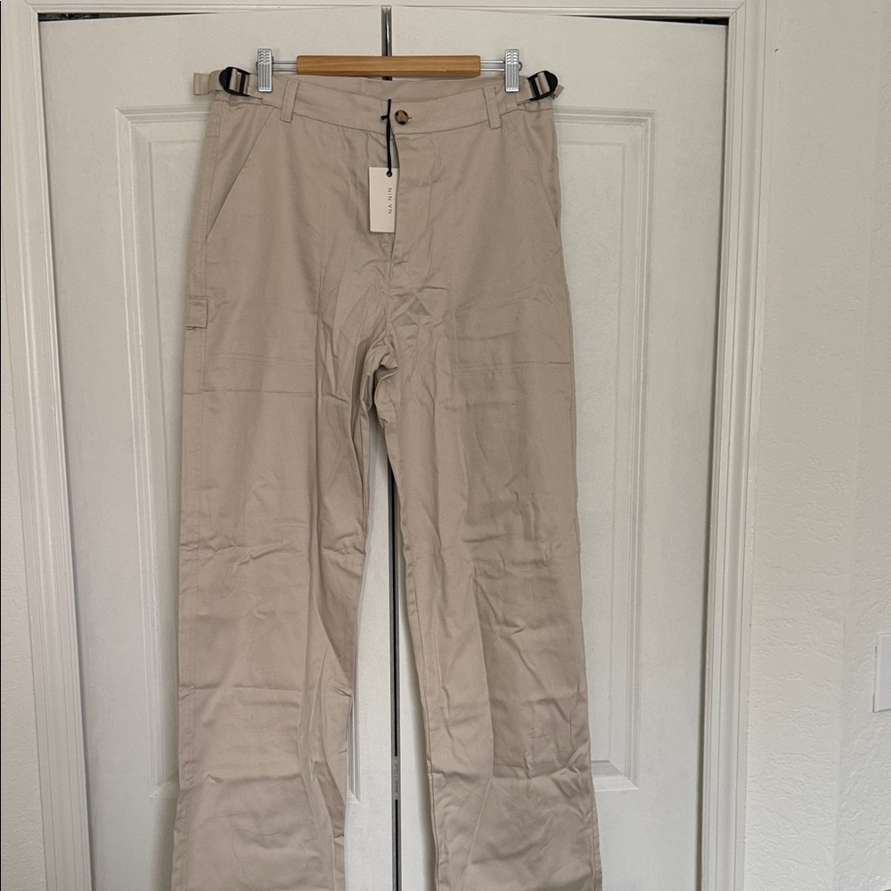 NWT NA NIN Ingrid Cotton Twill Carpenter Pants in Sand